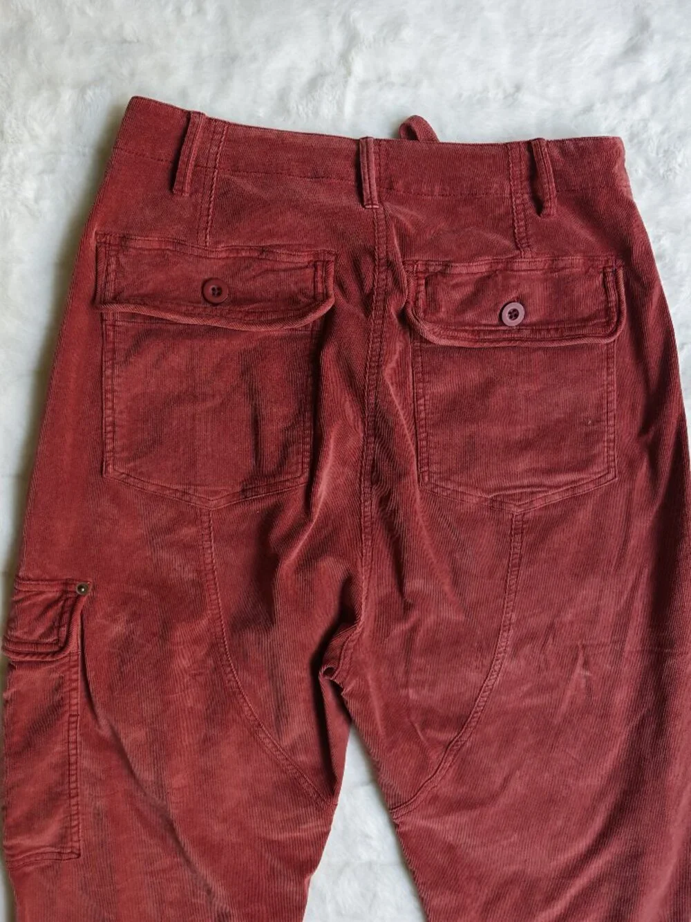 Free People Bay To Breakers Corduroy Cargo Pants XS Russet Red Utility Drawstrin